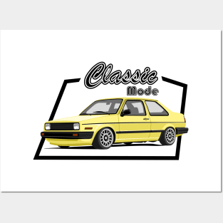 Car sedan in classic mode yellow Posters and Art